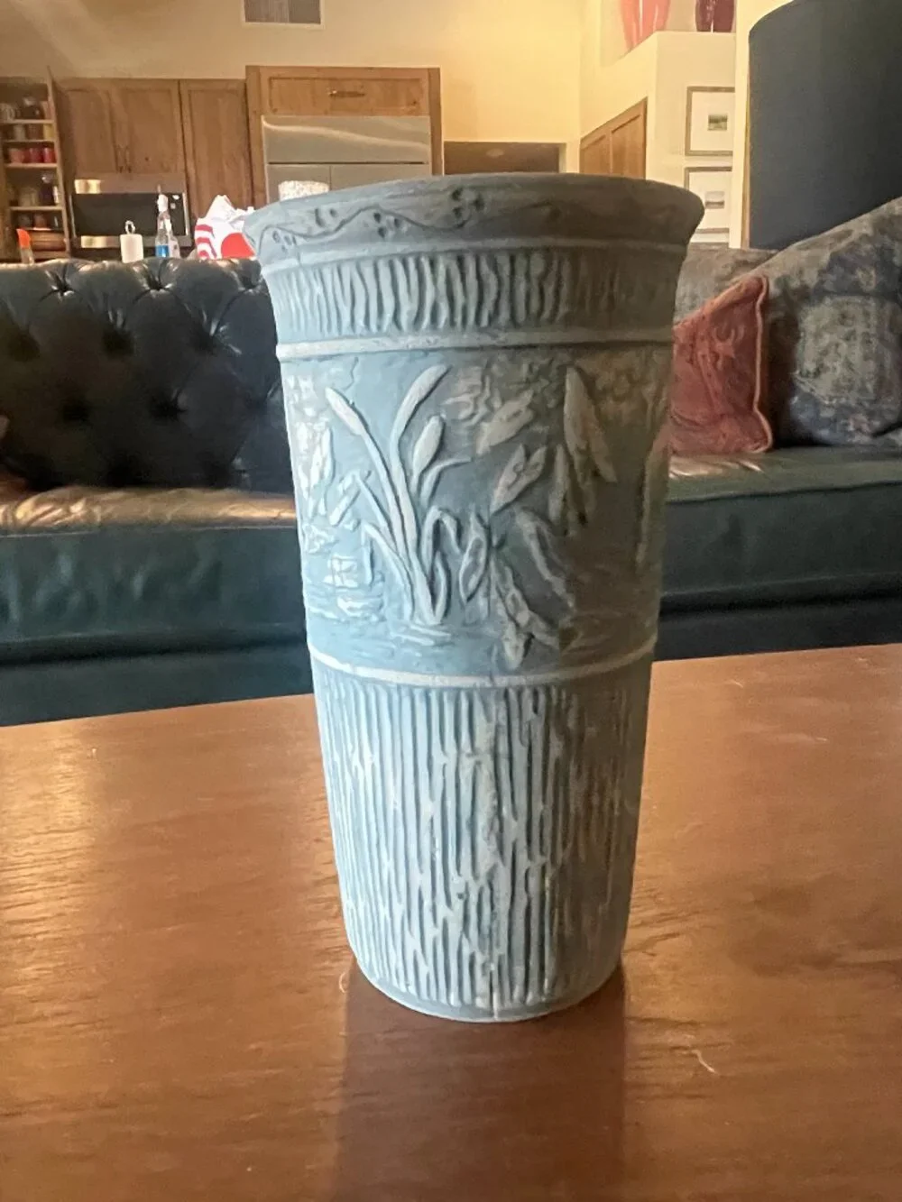 Art Nouveau Red Wing Pottery Stoneware Crane  Brushware Vase